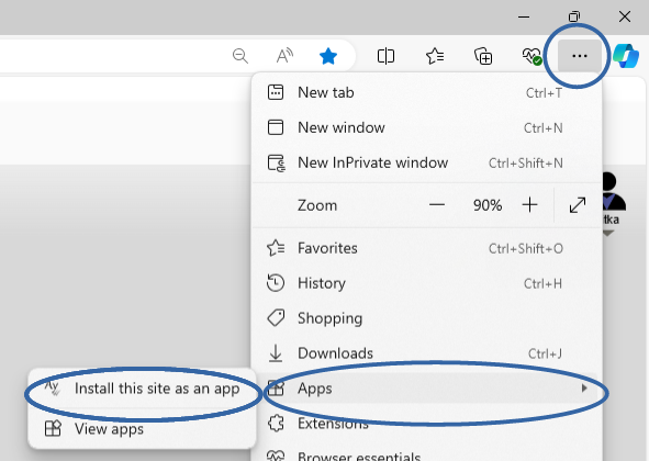 How to create an app in Edge