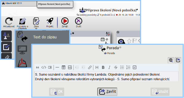 Text do zápisu porady