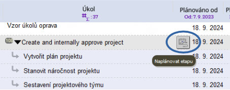 Jak spustit plánování etapy